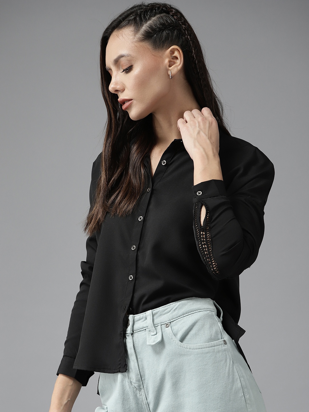 

Roadster Women Black Solid Casual Shirt