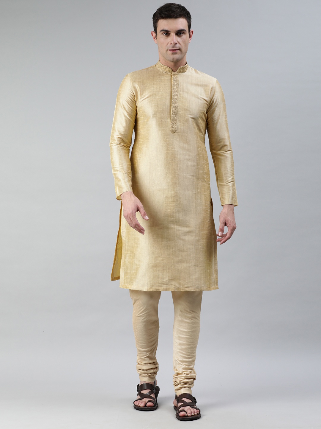 

Manthan Men Beige Solid Kurta
