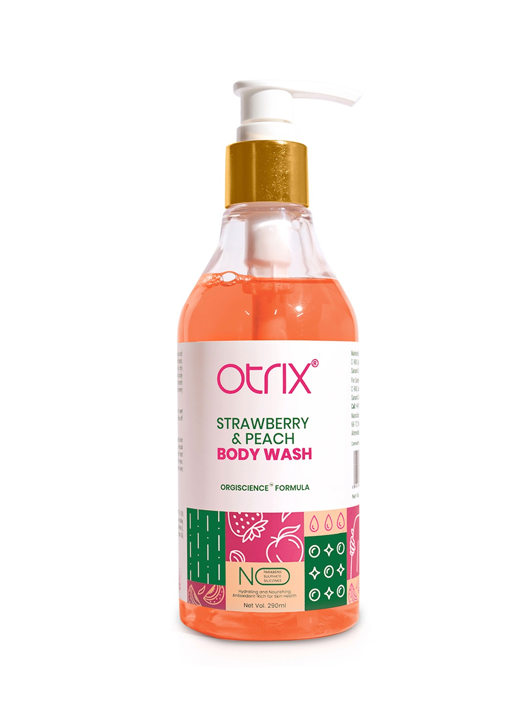 

Otrix Strawberry Foaming Body Wash with Peach Essentials - 300ml, Pink