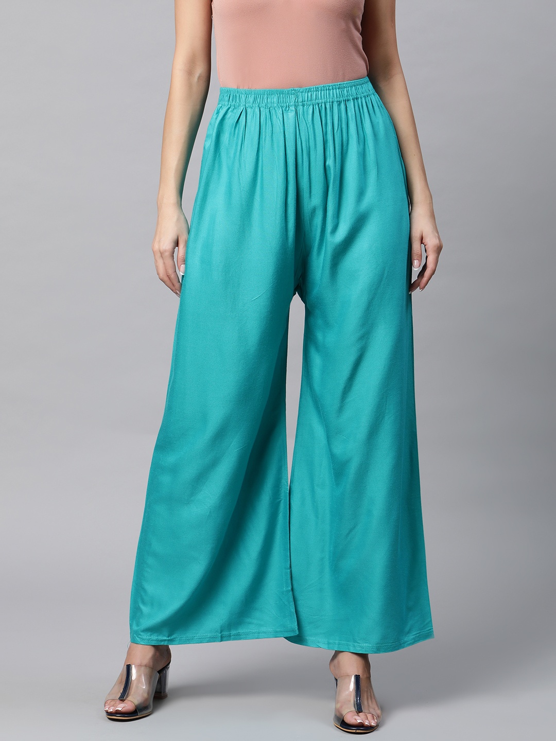 

Rang Gali Women Turquoise Blue Solid Palazzos