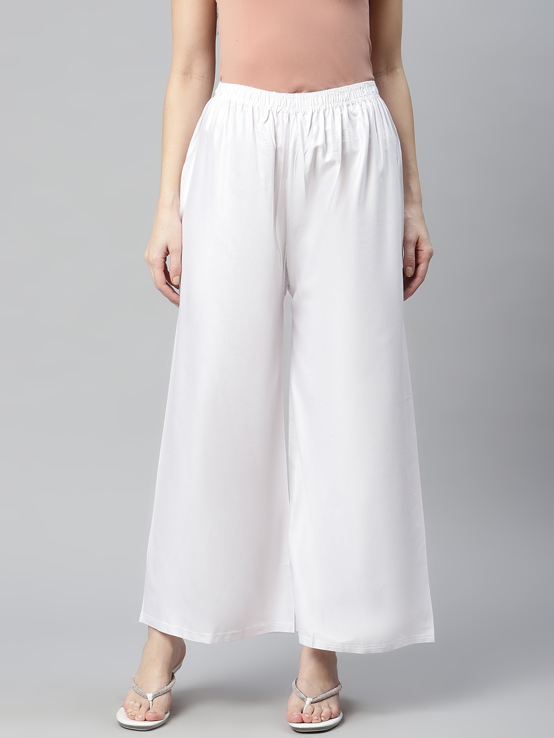 

Rang Gali Women White Ethnic Palazzos