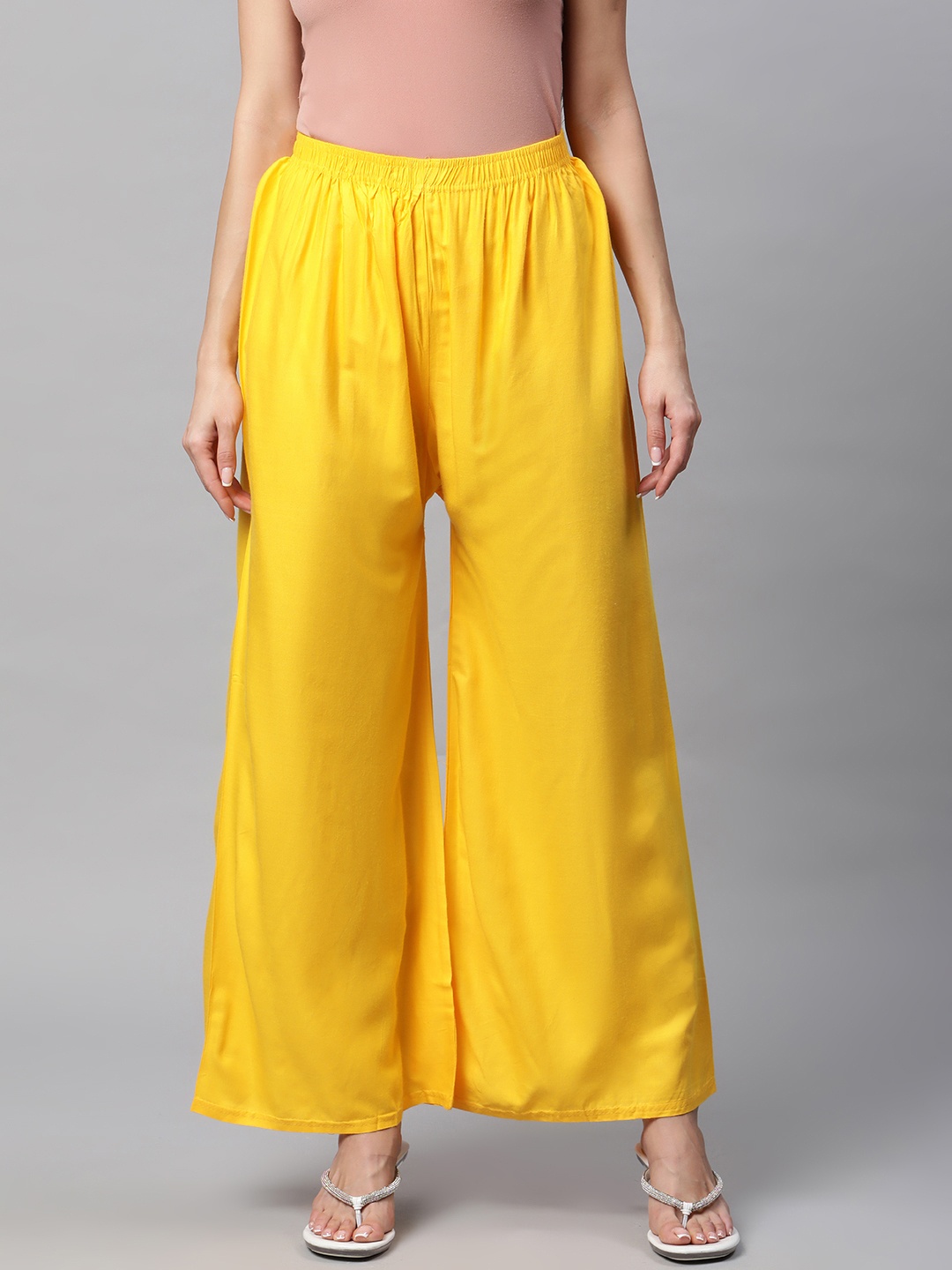 

Rang Gali Women Mustard Yellow Solid Ethnic Palazzos