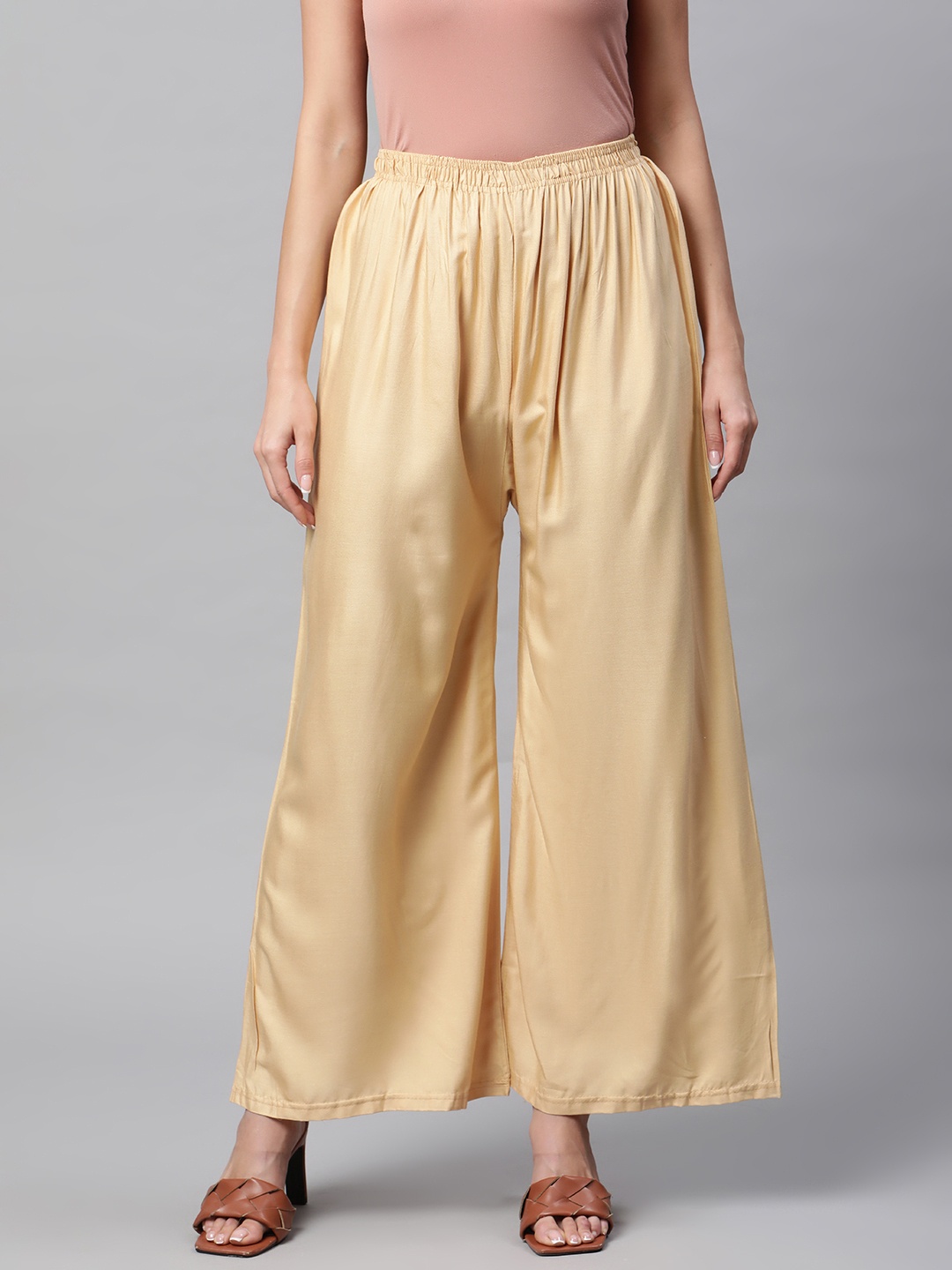 

Rang Gali Women Beige Solid Ethnic Palazzos