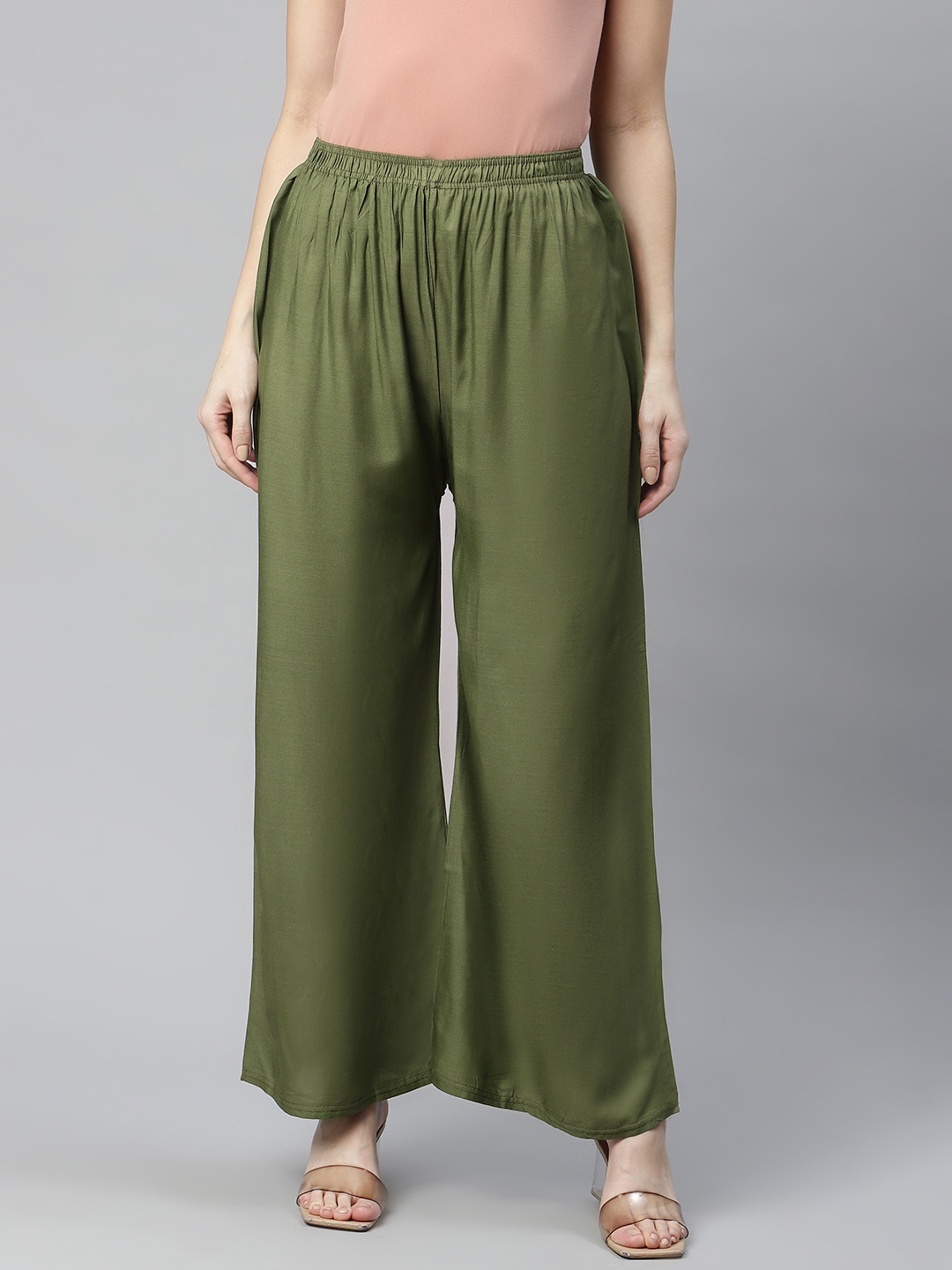

Rang Gali Women Olive Green Ethnic Palazzos