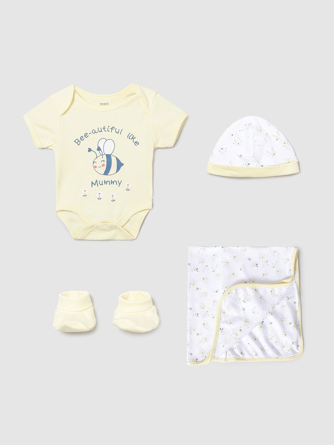 

max Girls Multi Colored Printed Pure Cotton Baby Apparel Gift Set