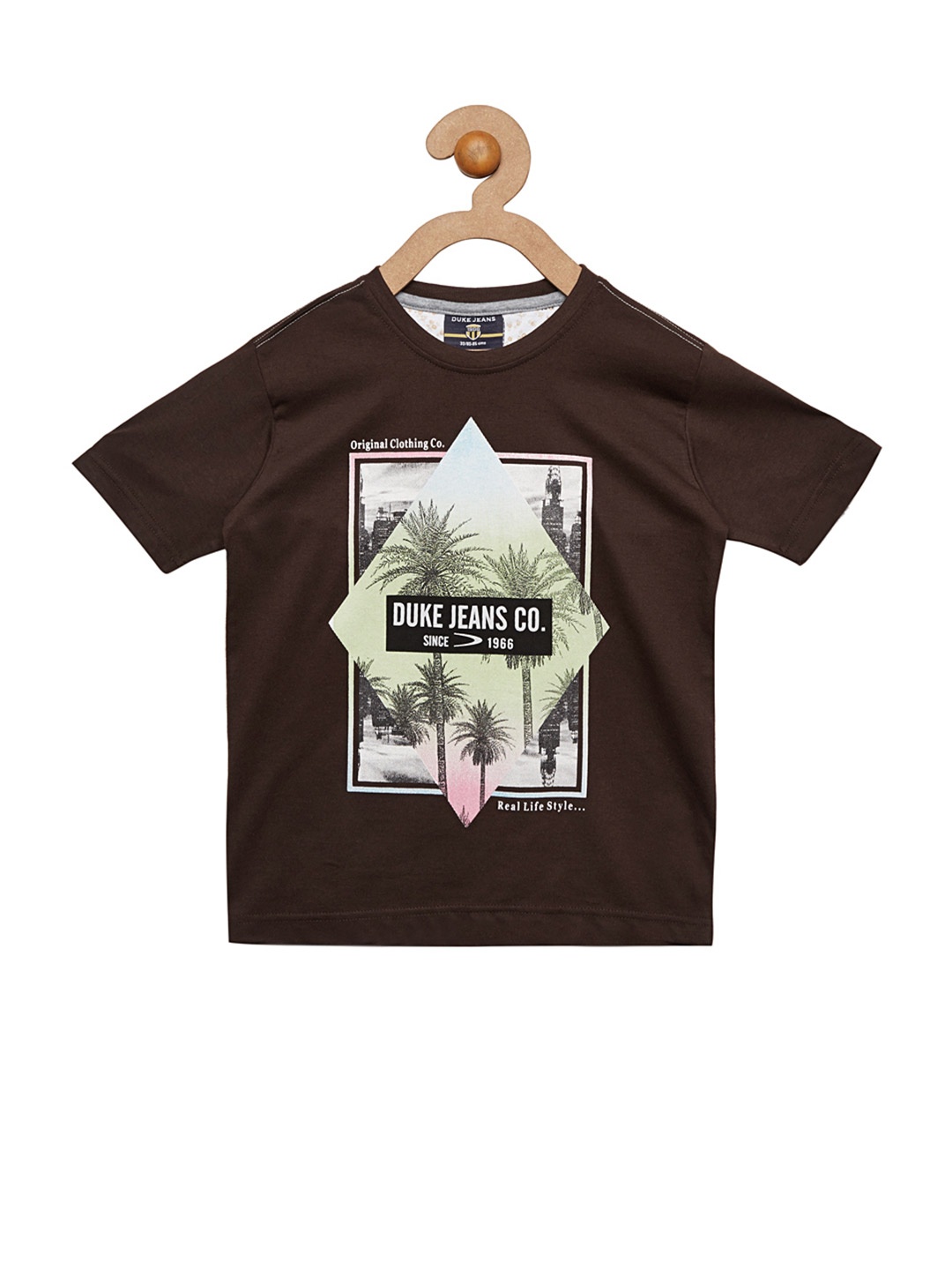 

Duke Boys Coffee Brown Printed Round Neck T-shirt