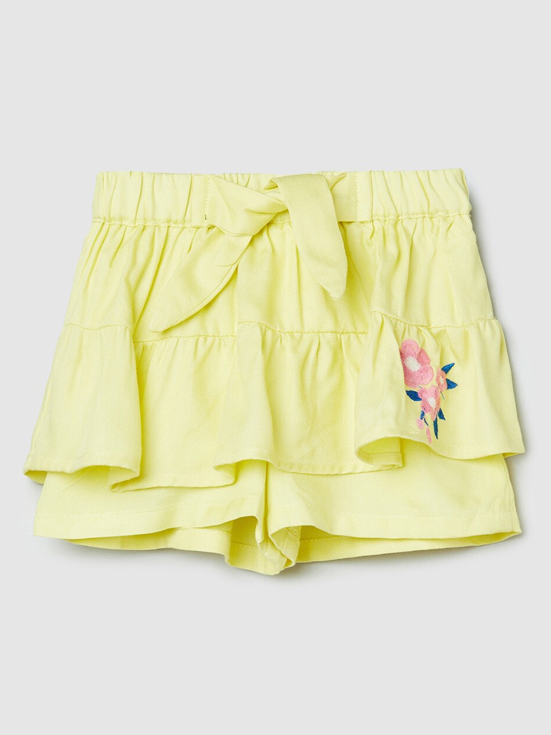 

max Girls Yellow Solid Layered Skirt