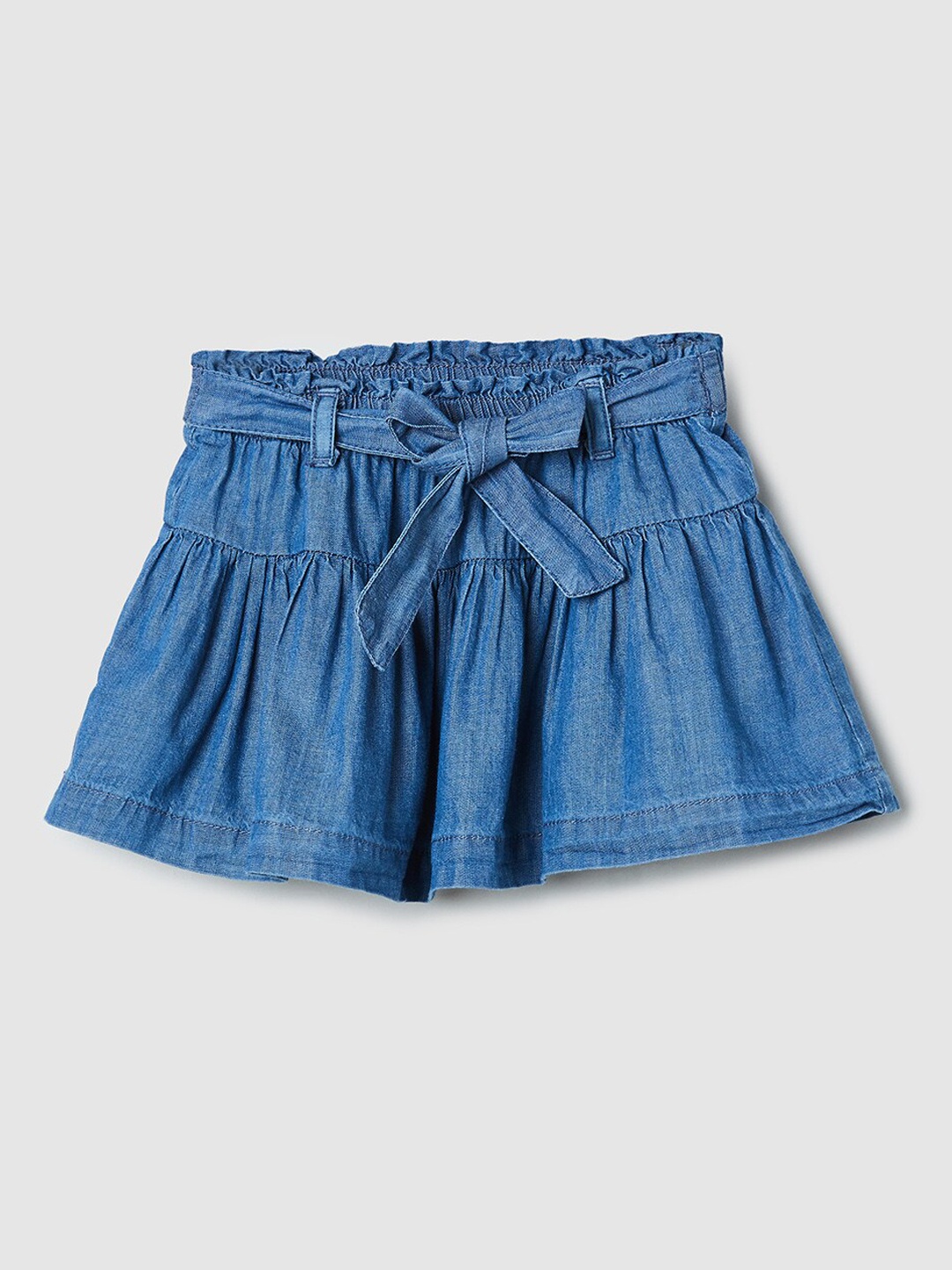 

max Infant Girls Blue Solid Pure Cotton Flared Above Ankle-Length Skirt