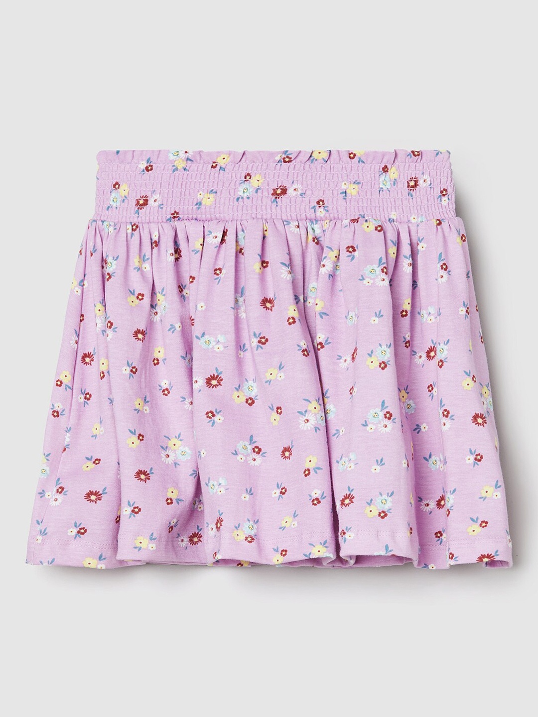 

max Girls Purple Printed Pure Cotton Mini Flared Skirt