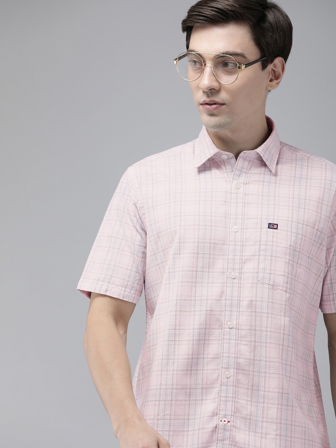 

Arrow Sport Men White & Pink Classic Regular Fit Checked Pure Cotton Casual Shirt