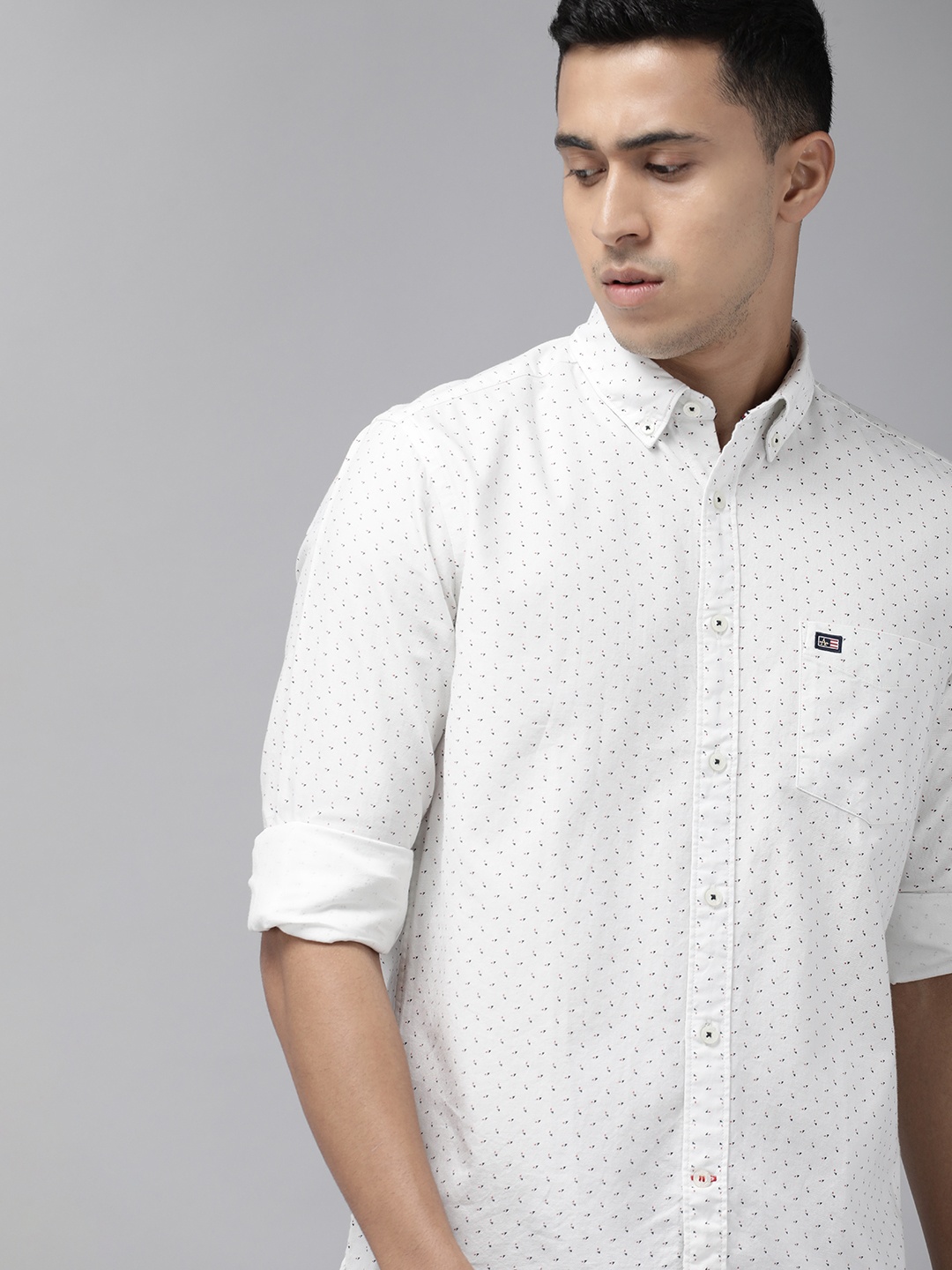 

Arrow Sport Men Manhattan Slim Fit Printed Pure Cotton Casual Shirt, White