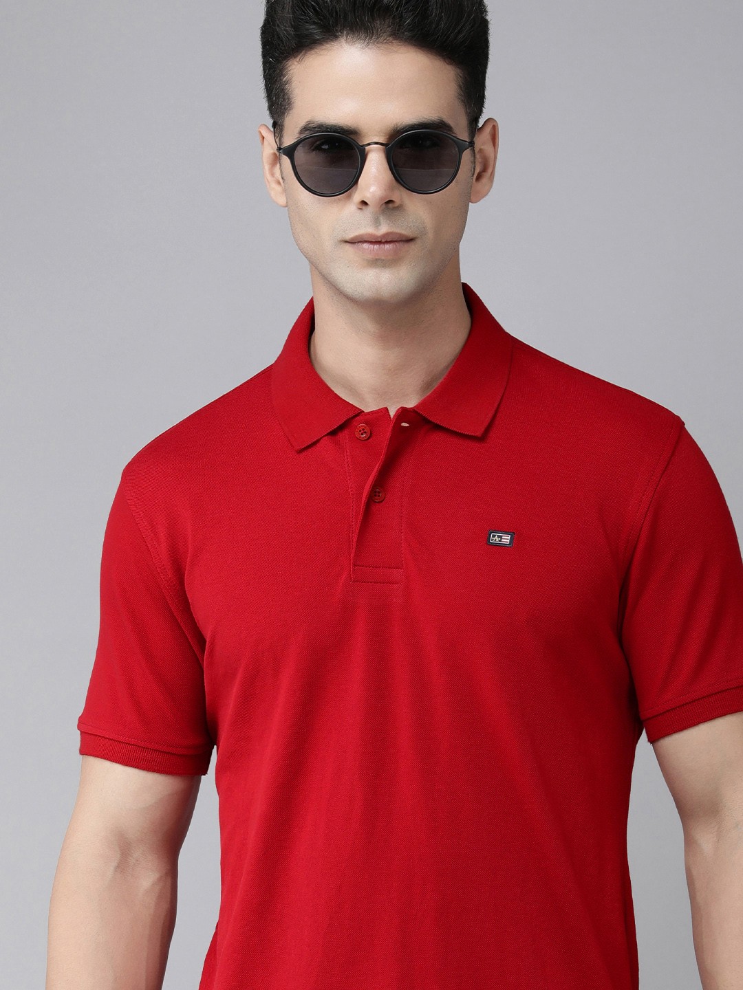 

Arrow Sport Men Red Solid Polo Collar T-shirt