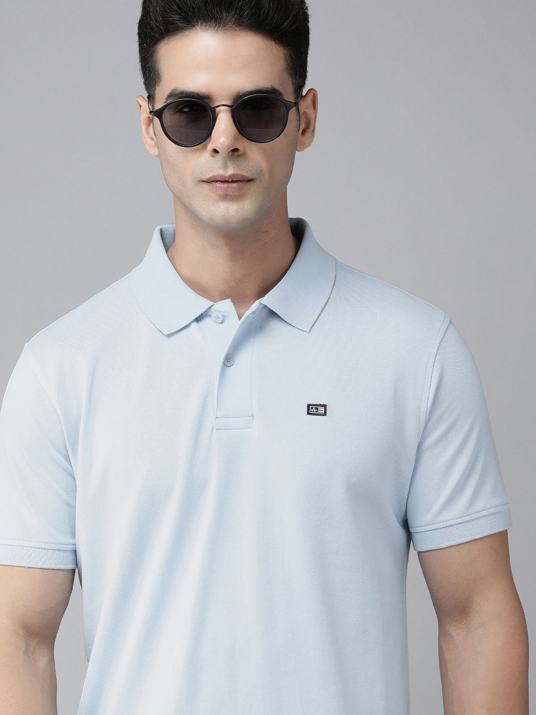 

Arrow Sport Men Light Blue Polo Collar Short Sleeves T-shirt