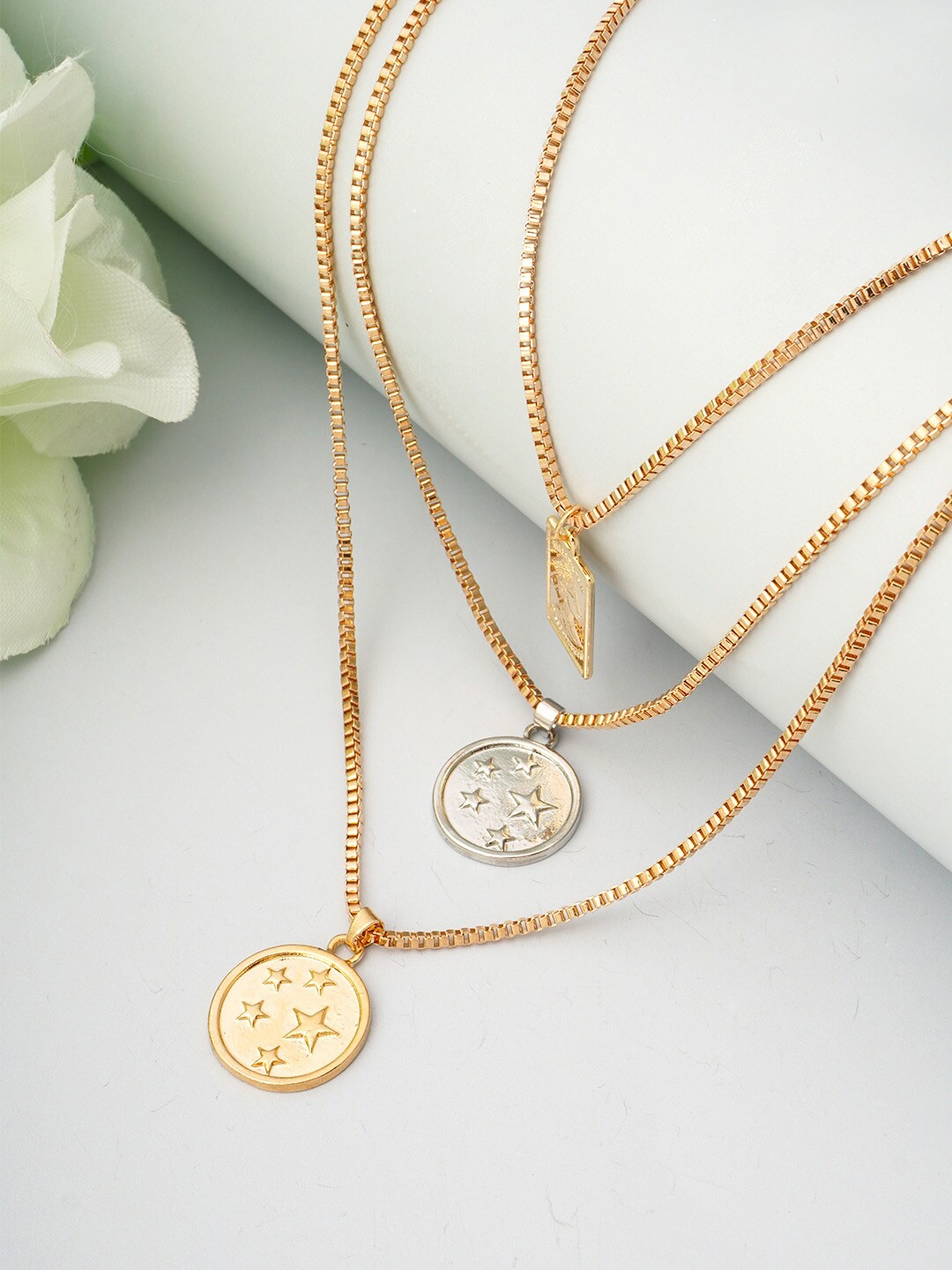 

Ferosh Gold-Toned & Silver-Toned Layered Necklace