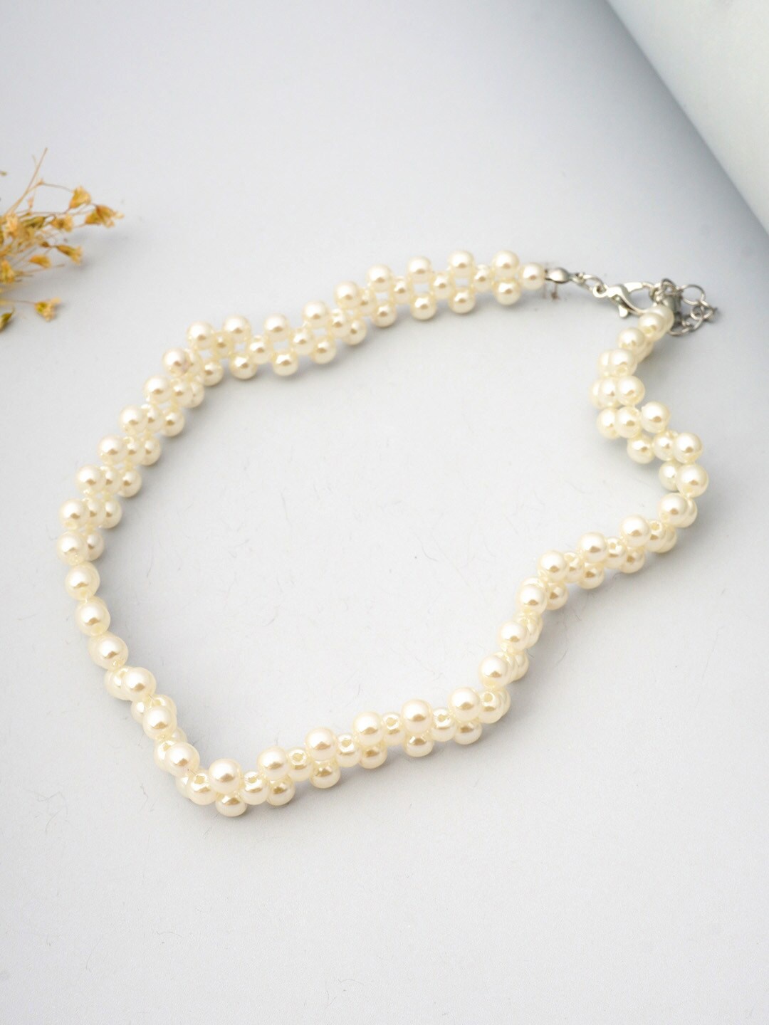 

Ferosh Women Off-White Beaded Choker Necklace