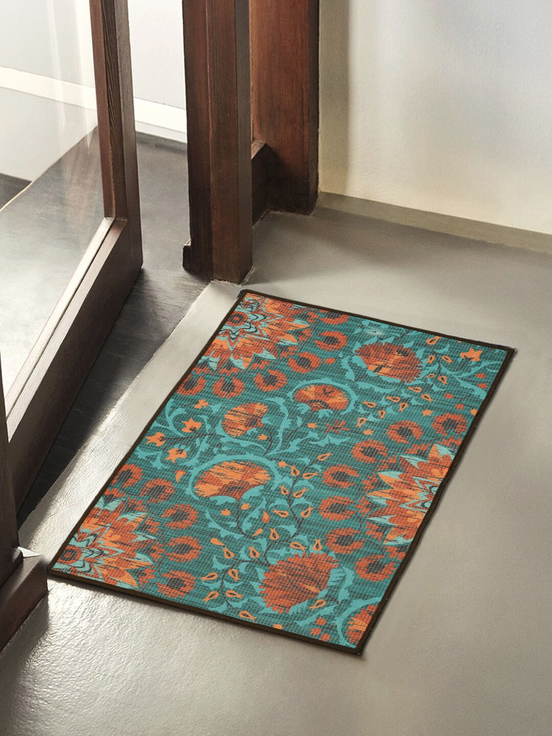

Soumya Blue & Orange Printed Anti-Skid Doormats