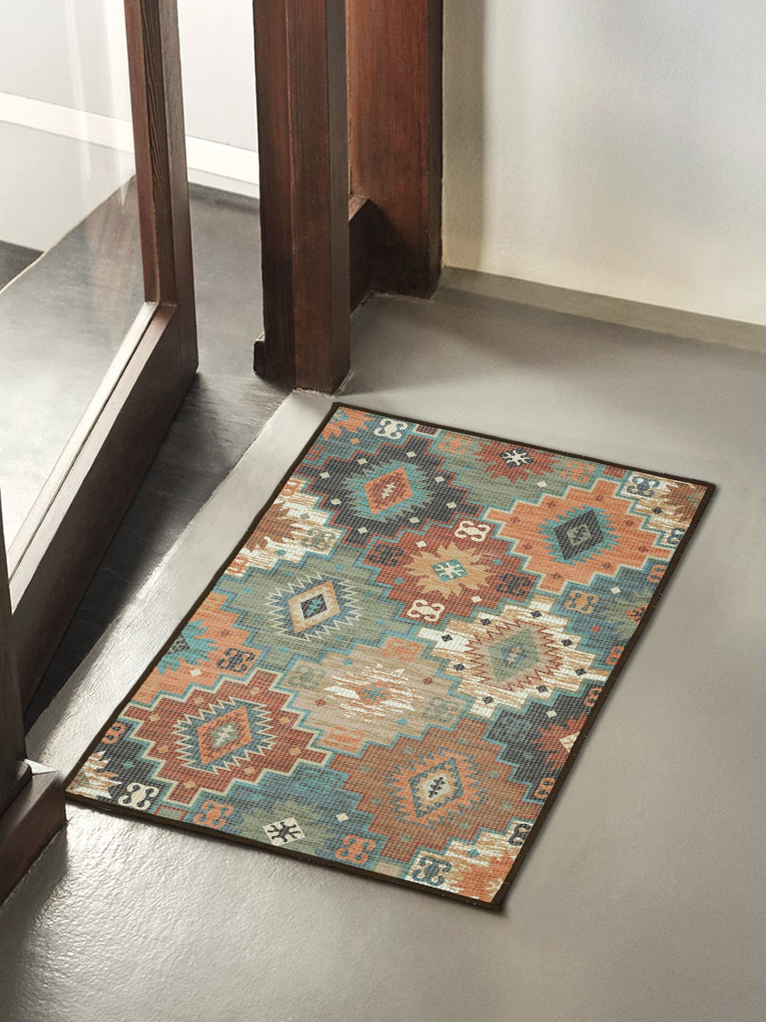 

Soumya Mat Green and Red Color anti-skid water absorbent Doormat