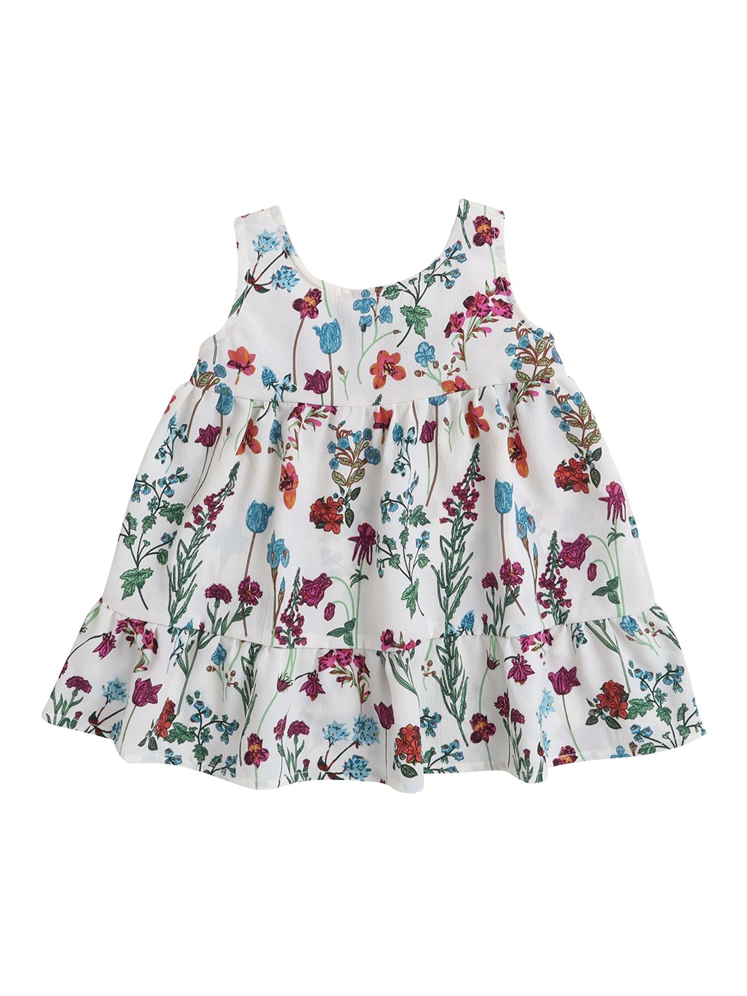 

MANY FROCKS & White Floral Georgette A-Line Dress