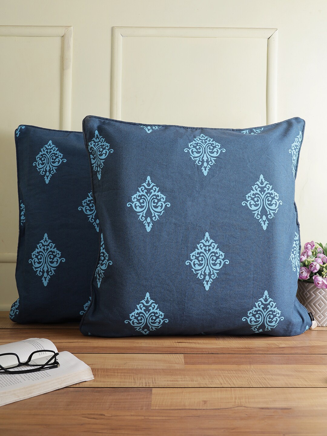 

Soumya Blue Set of 2 Ethnic Motifs Square Cushion Covers