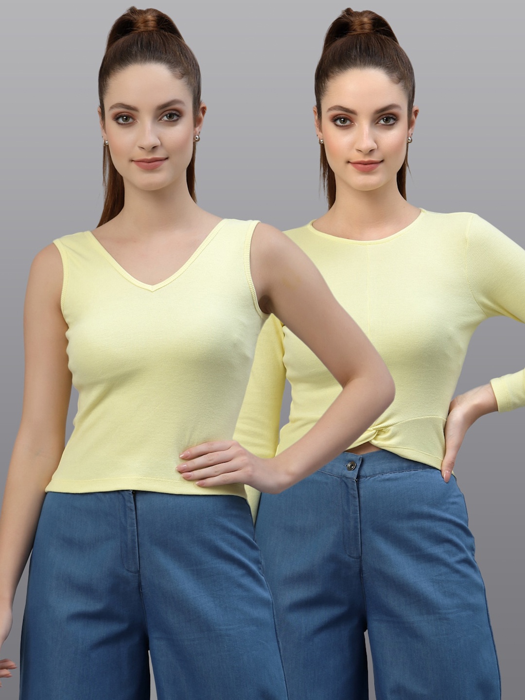 

Friskers Pack Of 2 Yellow Crop Top