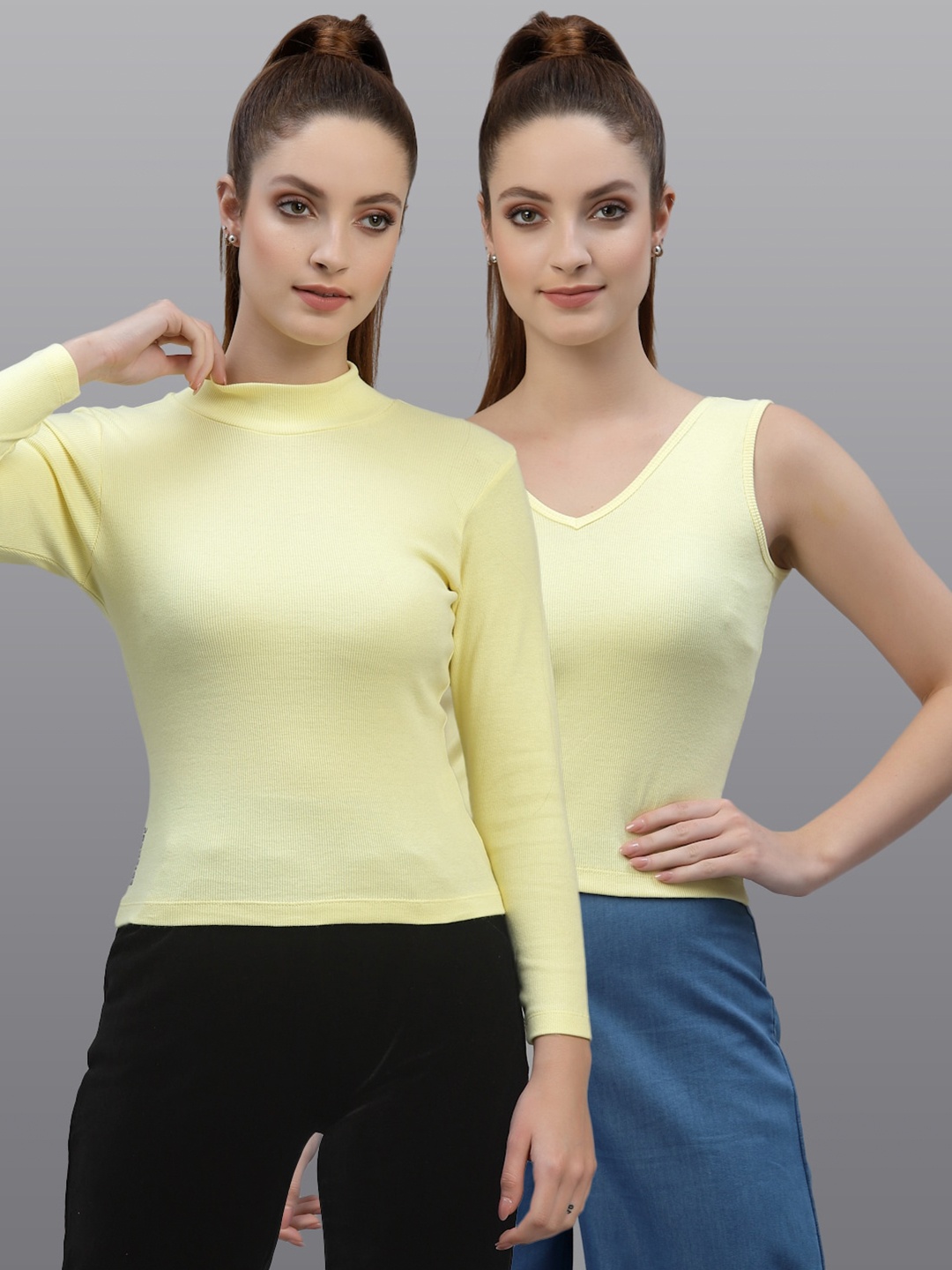 

Friskers Pack Of 2 Yellow Crop Top