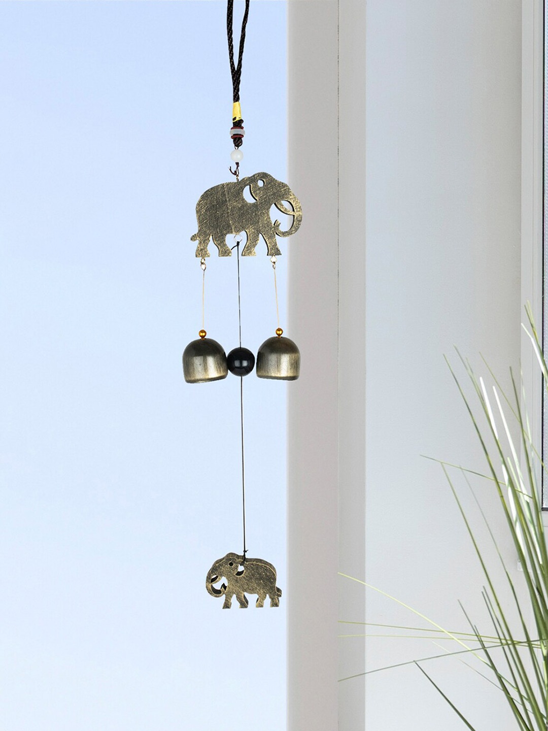 

HomeTown Brown Jewel Metal Mini Elephant Windchime