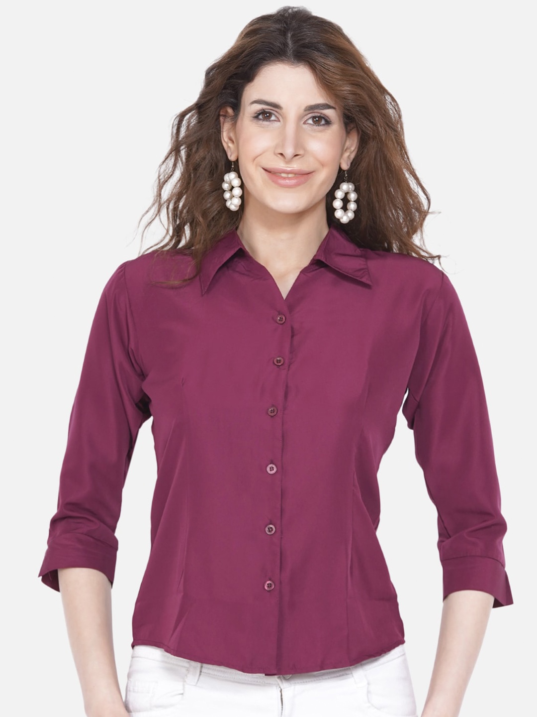 

Akshatani Women Burgundy Formal Shirt