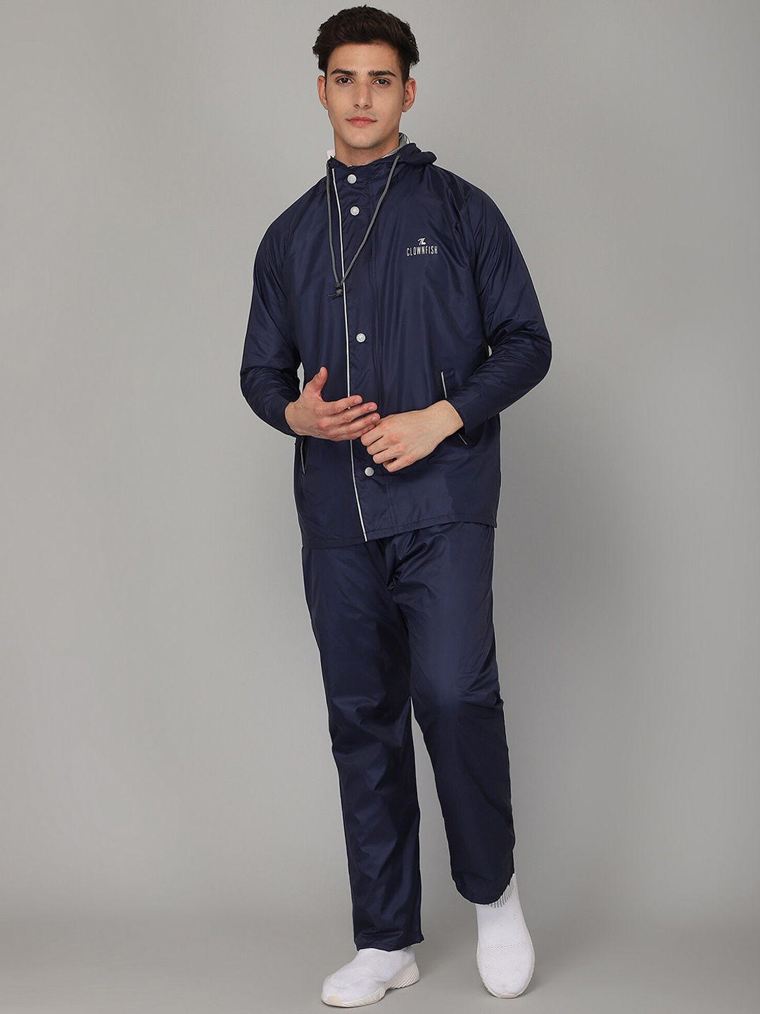 

THE CLOWNFISH Viner Pro Men Navy Blue Solid Waterproof Double Layer Rain Suit