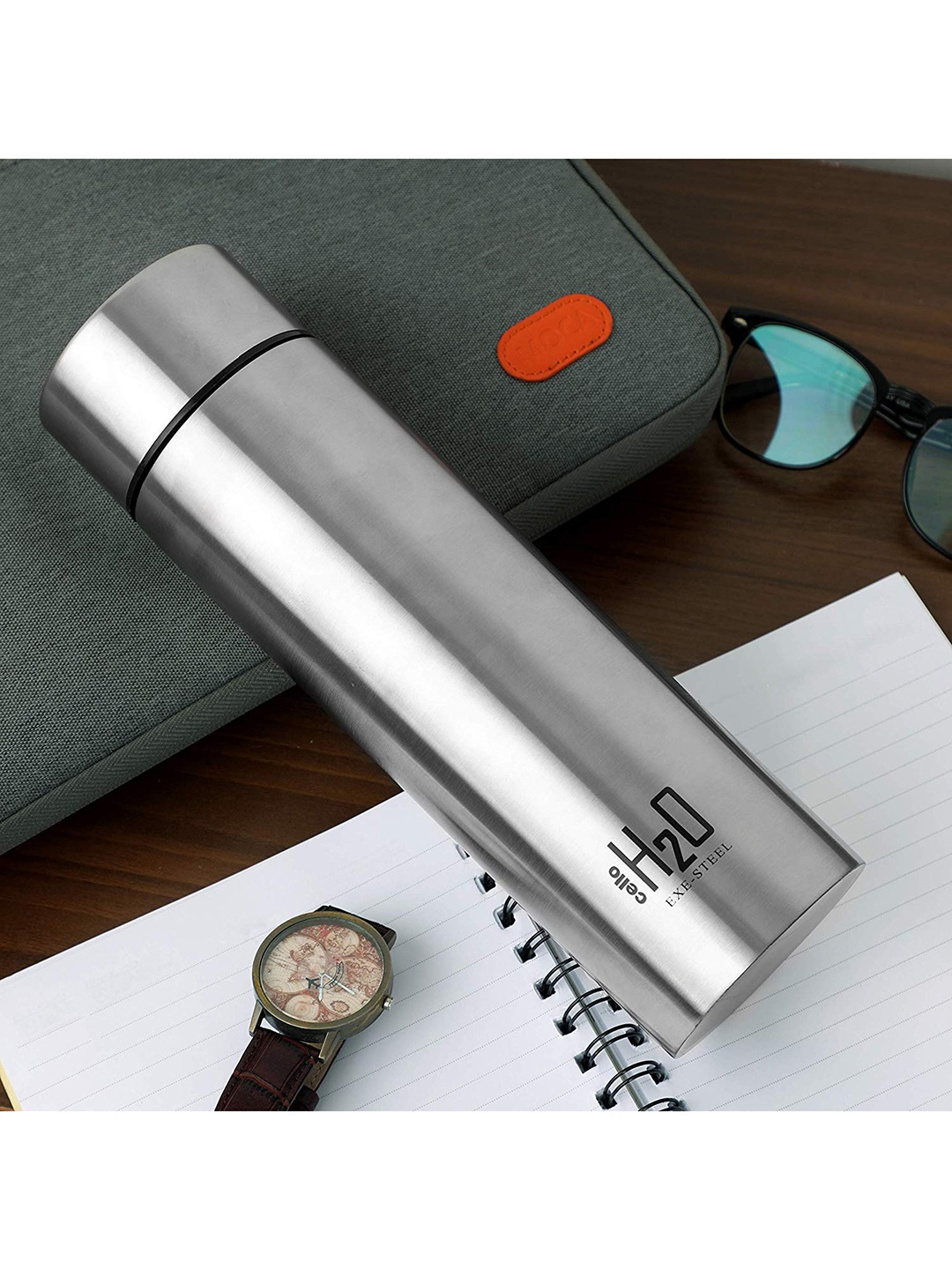 

Cello H2O Silver Single walled Stainless Steel Flask1000ml