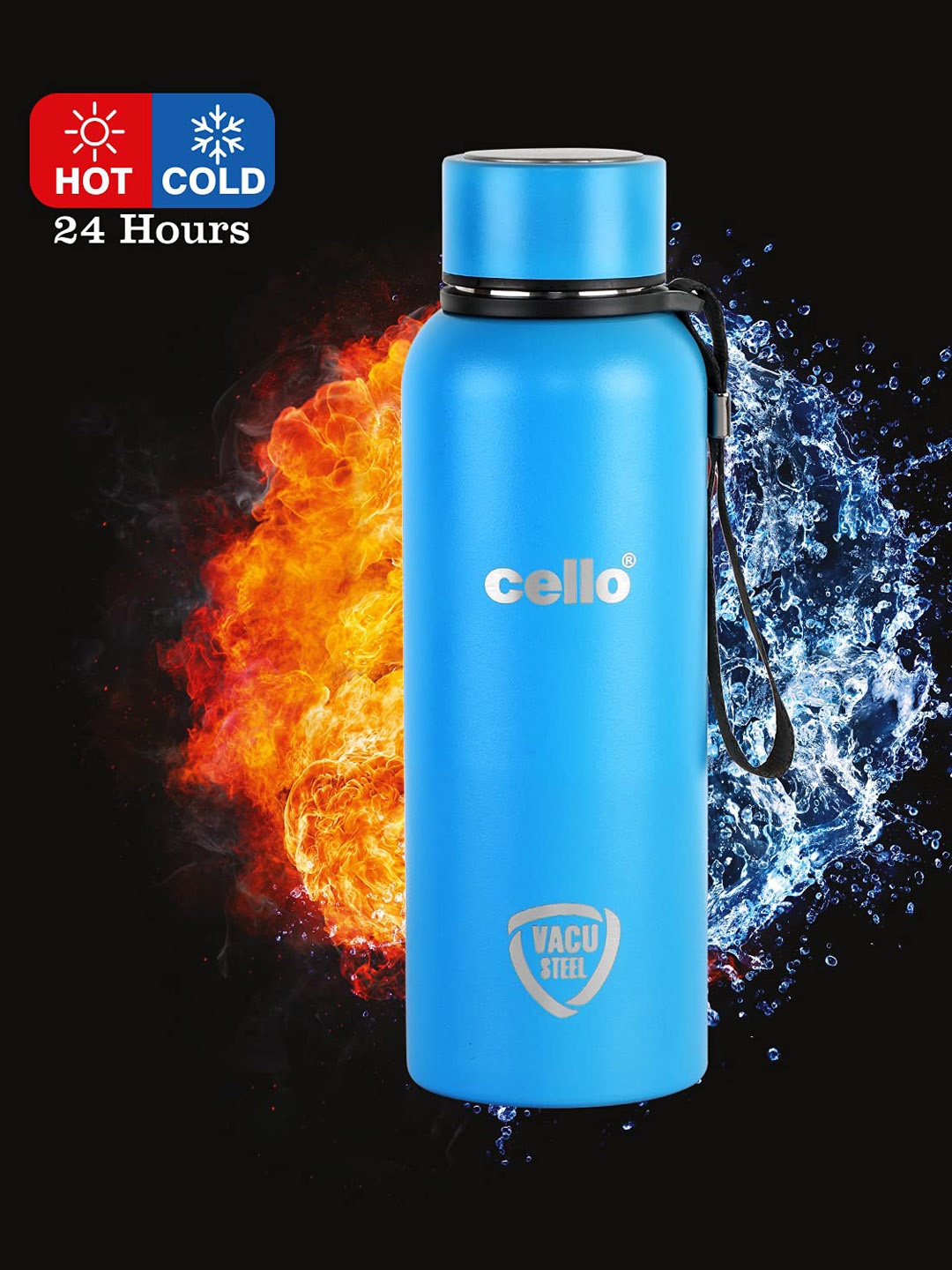 

Cello Blue Solid Double-Walled Vacuum Insulated Stainless Steel Water Bottle