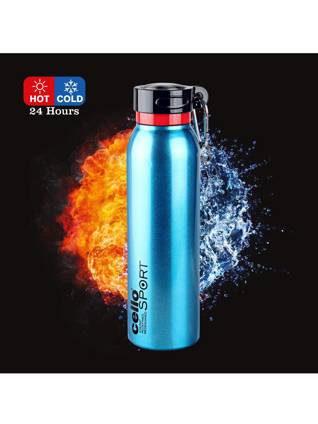 

Cello Blue Printed Single-Walled Vacuum Insulated Stainless Steel Water Bottle