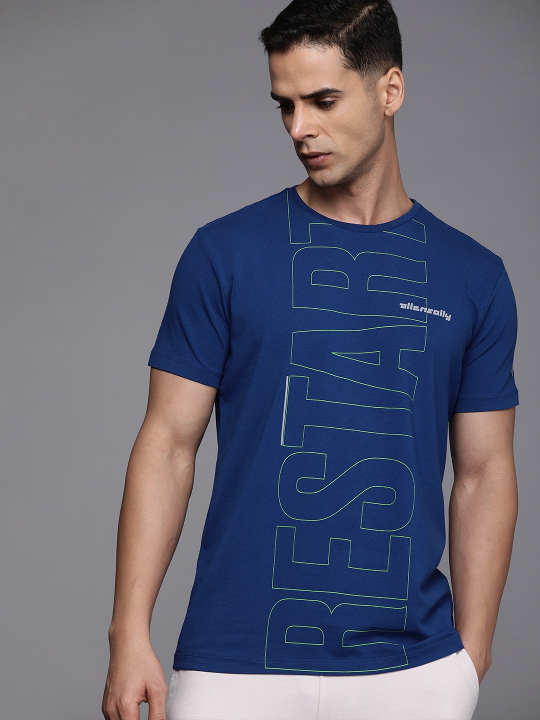 

Allen Solly Tribe Men Typography Printed Slim Fit T-shirt, Navy blue