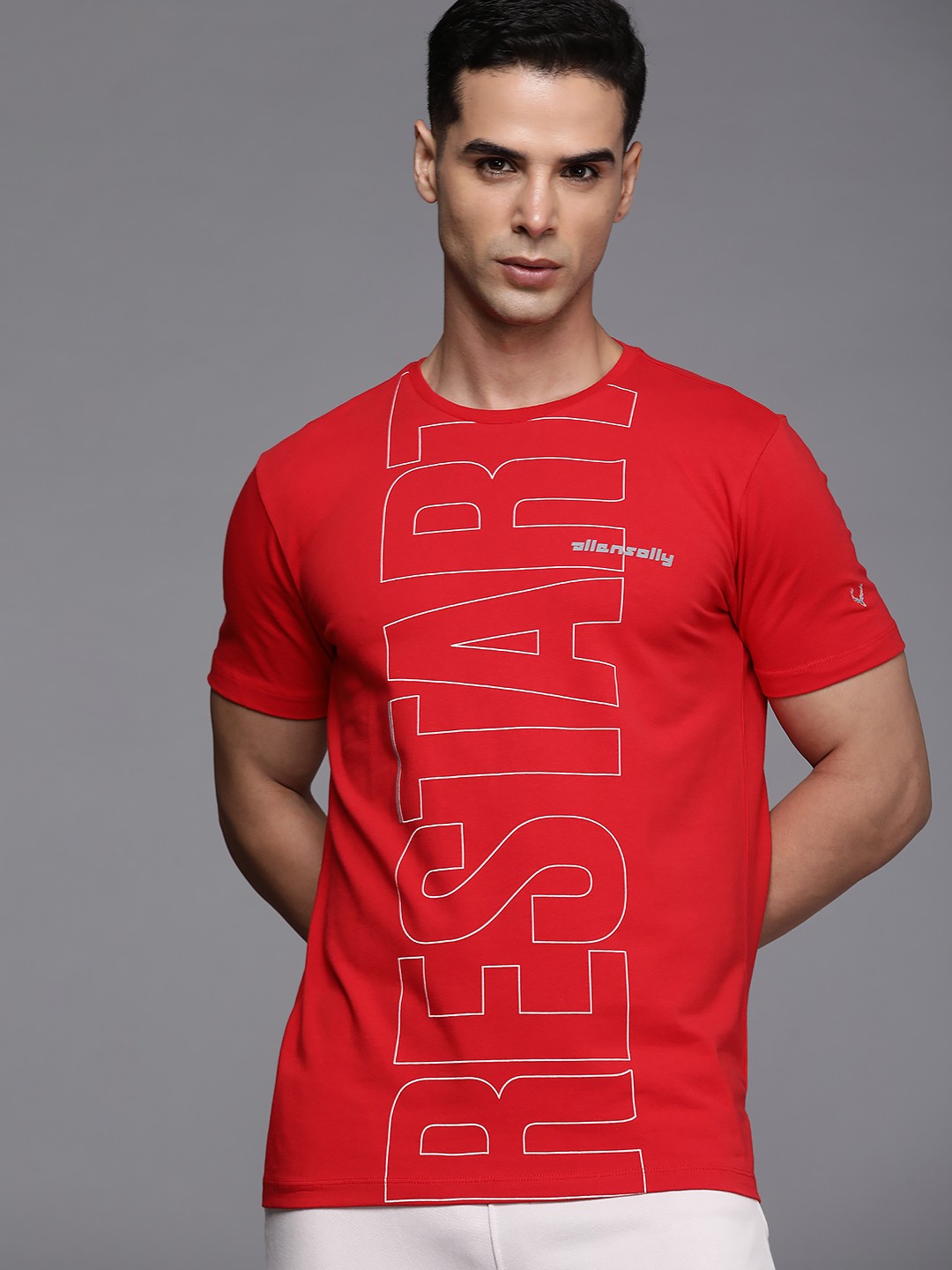 

Allen Solly Tribe Men Typography Printed Slim Fit T-shirt, Red