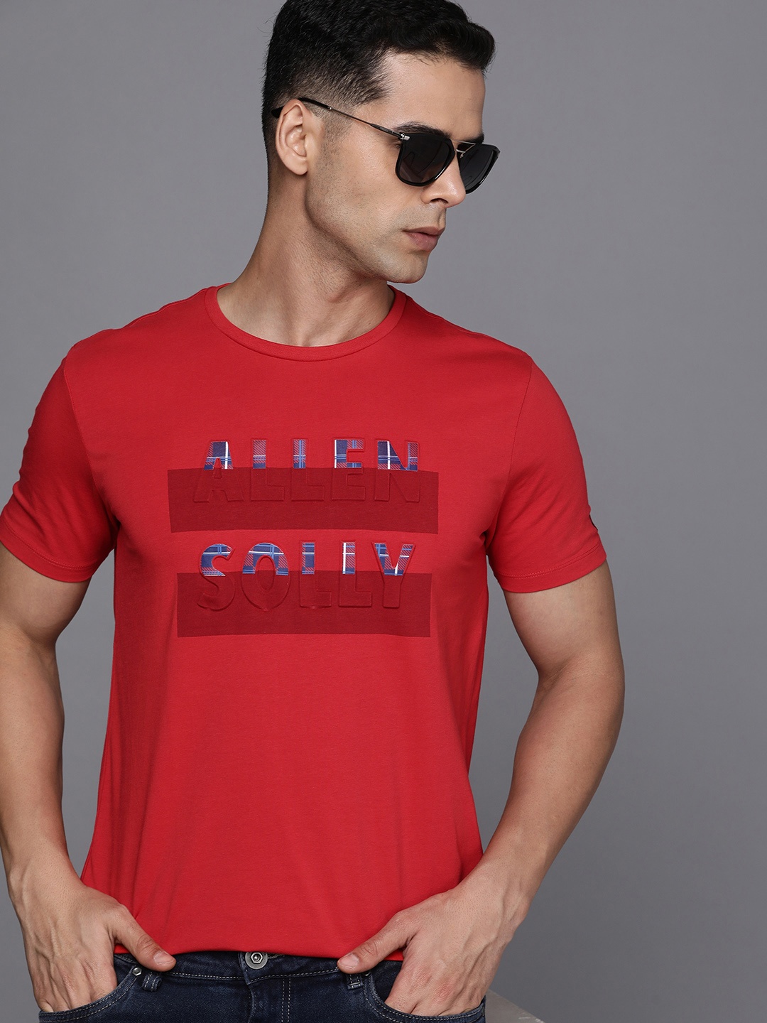 

Allen Solly Sport Typography Embossed Round Neck T-shirt, Red