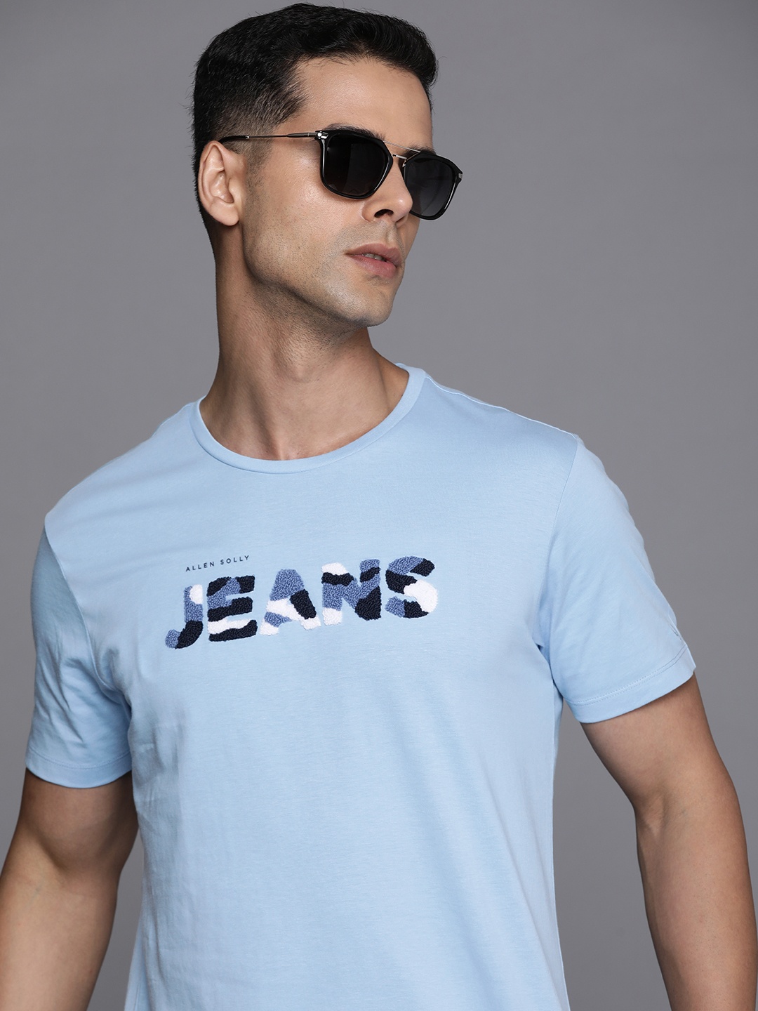 

Allen Solly Sport Typography Embroidered Pure Cotton T-shirt, Blue