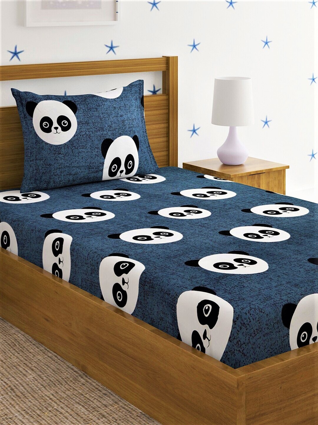 

Home Sizzler Grey & White Panda 210TC Single 1 Bedsheet with 1 Pillow Cover