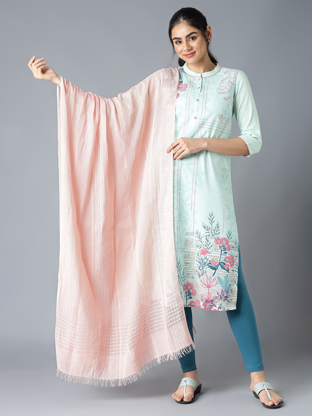 

AURELIA Pink Woven Design Pure Cotton Dupatta