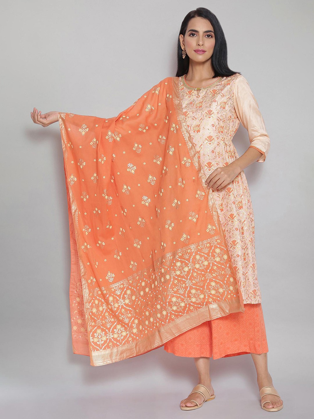 

AURELIA Pink & Orange Printed Dupatta