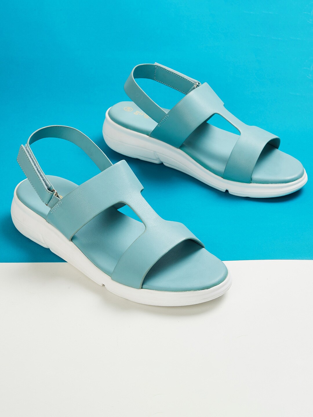 

Ginger by Lifestyle Women Blue & White Open-Toe Flats