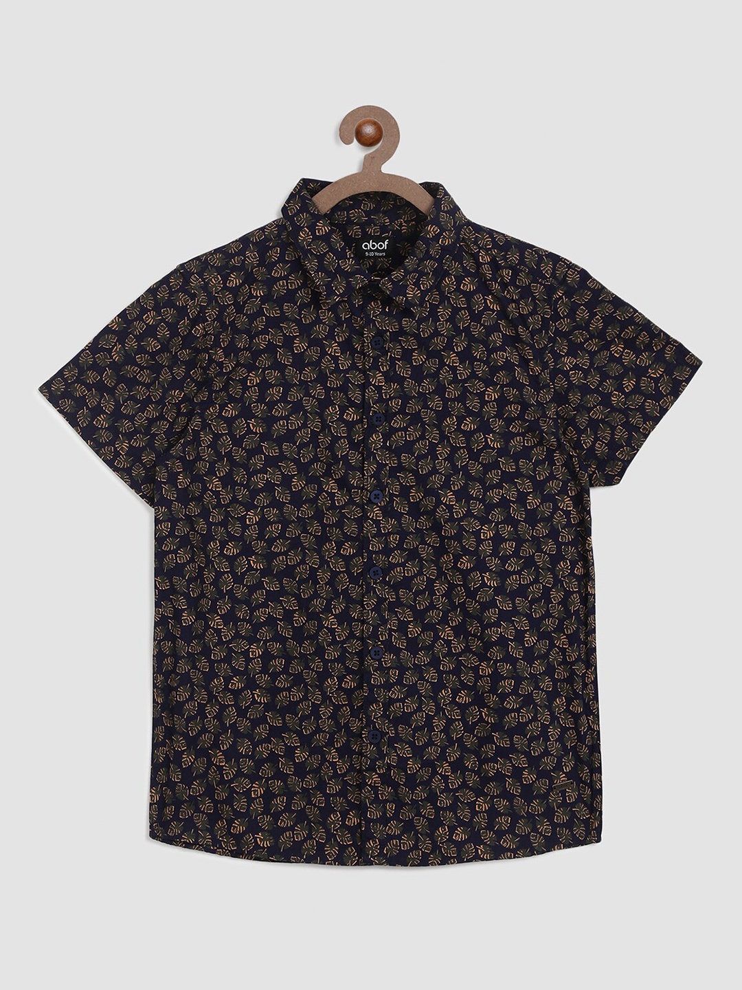 

abof Boys Navy Blue Floral Printed Casual Shirt