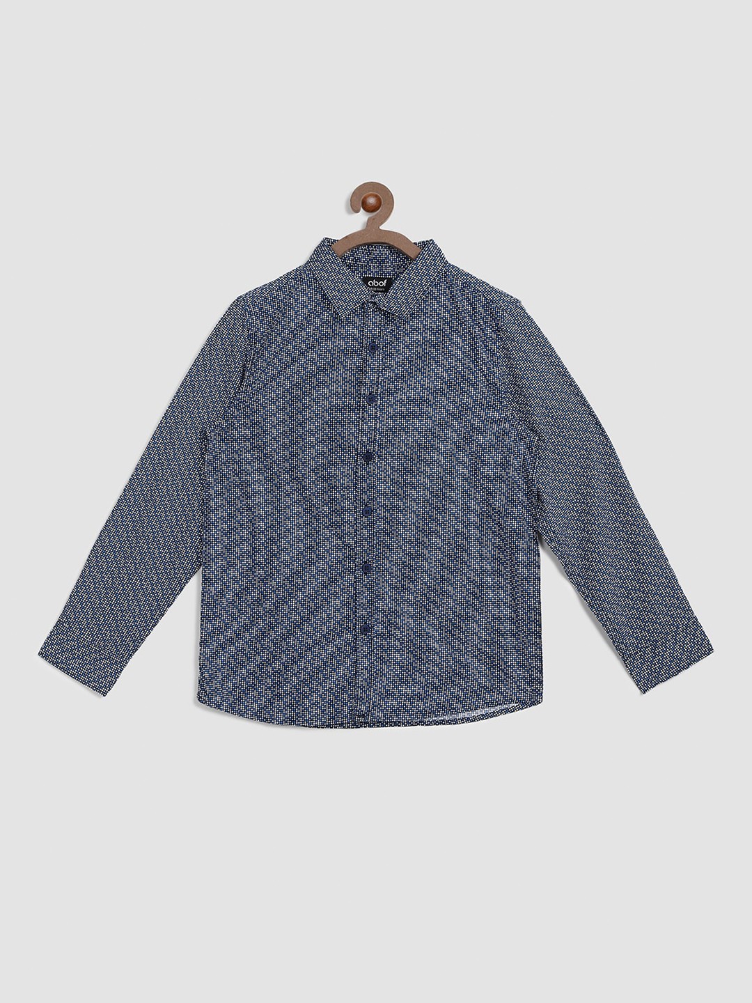 

abof Boys Navy Blue Printed Casual Shirt
