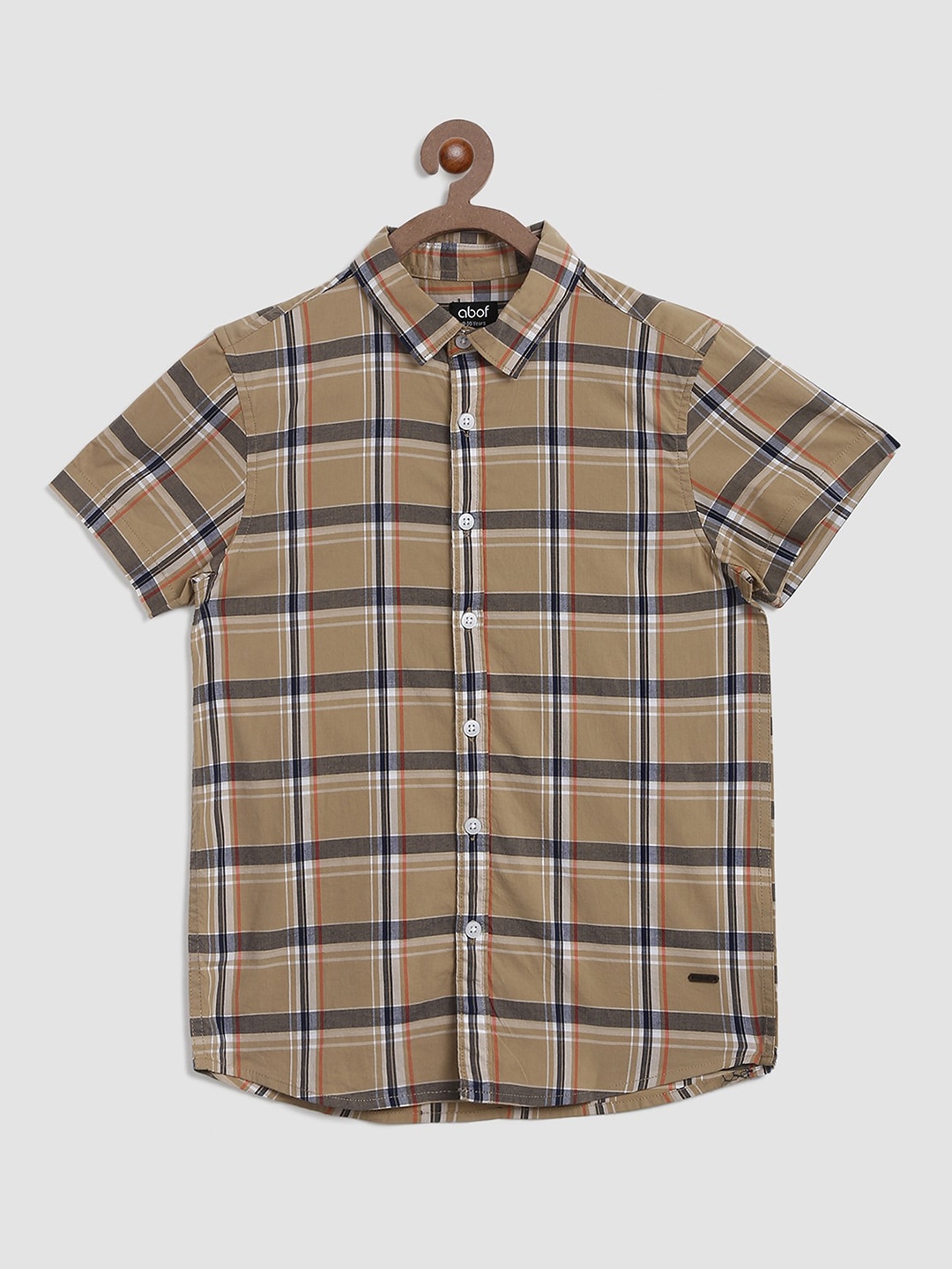 

abof Boys Brown Tartan Checked Pure Cotton Casual Shirt