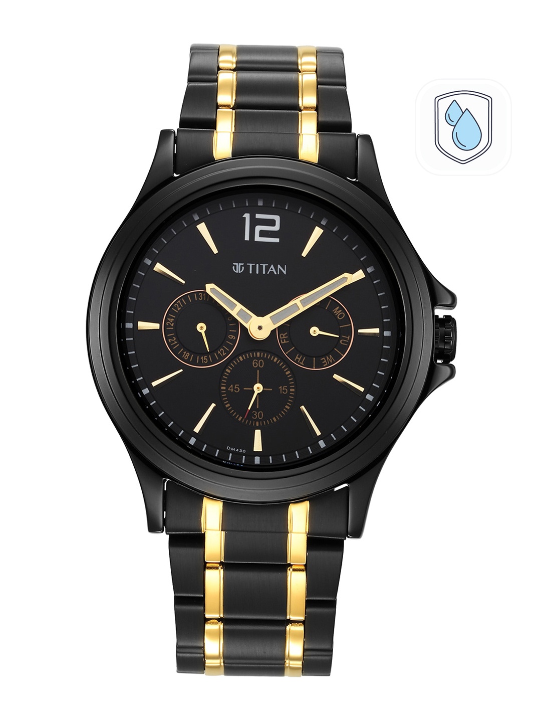 

Titan Men Silver-Toned Brass Dial & Stainless Steel Bracelet Style Straps Analogue Watch 1698KM02