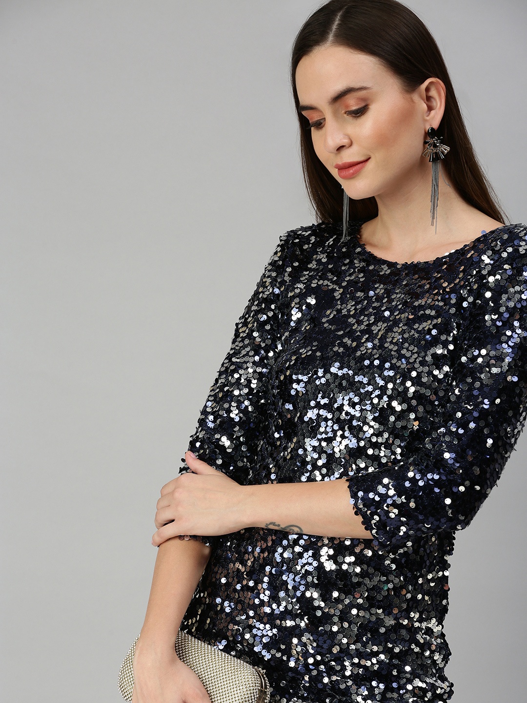 

SHOWOFF Navy Blue Floral A-Line Mini Dress
