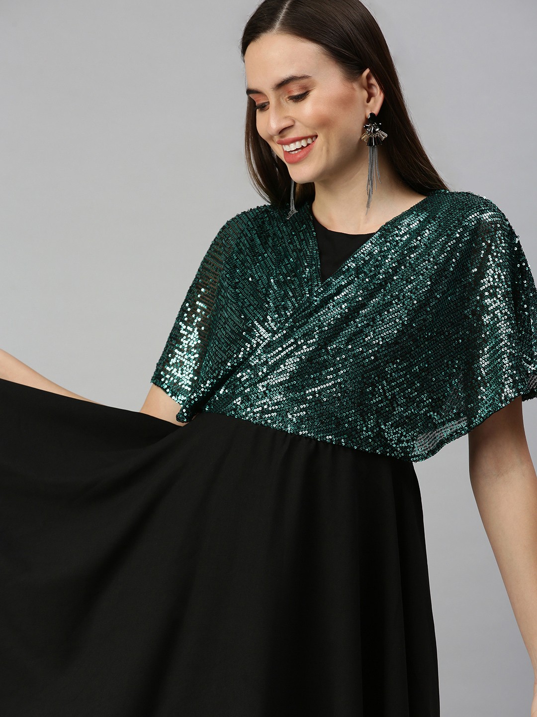 

SHOWOFF Black Embellished A-Line Dress
