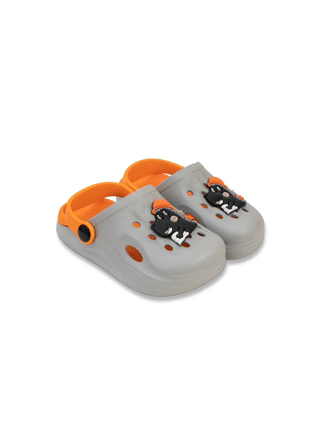 

BULOO Kids Grey & Orange Solid Clogs