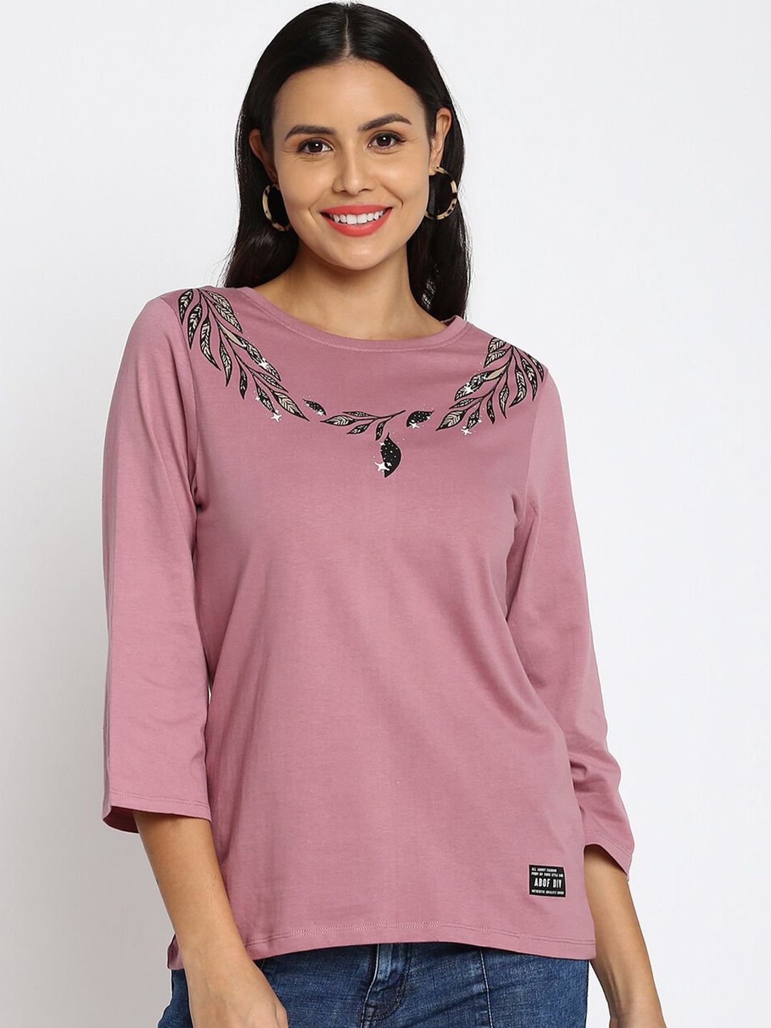 

abof Women Purple Extended Sleeves T-shirt