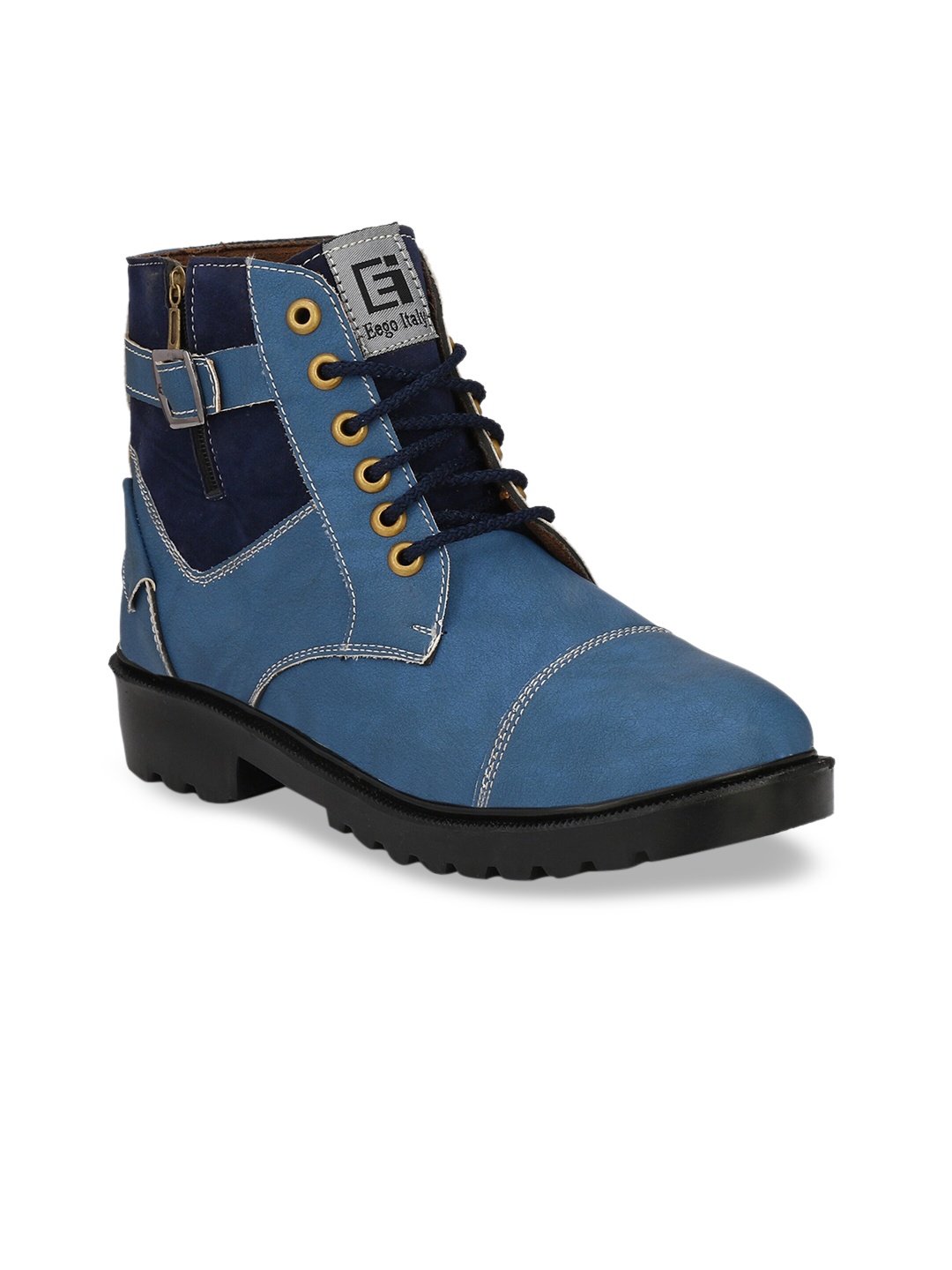 

Eego Italy Men Blue Solid High Top Boots