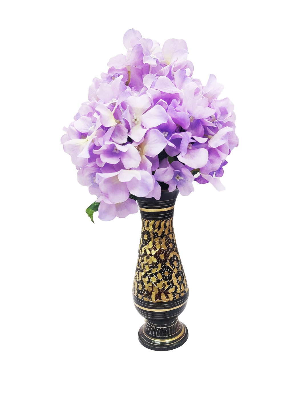 

WENS Navy Black & Gold Toned Metal Flower Vase