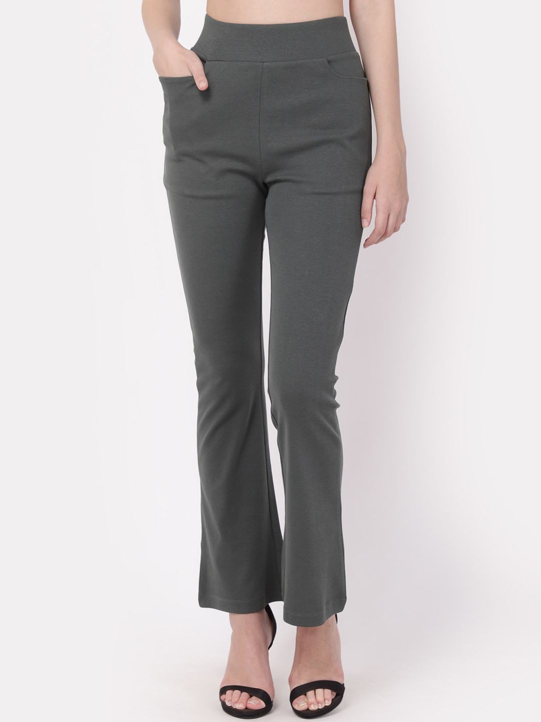 

YOONOY Women Green Skinny Fit Trousers